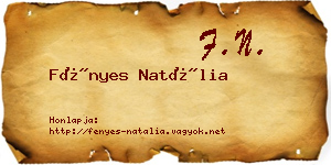 Fényes Natália névjegykártya