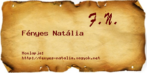Fényes Natália névjegykártya
